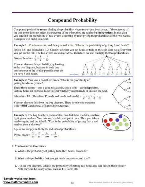  Use as warm ups and bell ringers, exit tickets, stations or homework Copy front to back for students to use as a booklet. . Compound probability grade 7